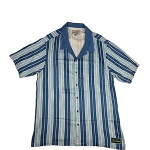 Bogey Boys by Macklemore Shirt Mens Large Blue Striped Baseball Button-Up Golf